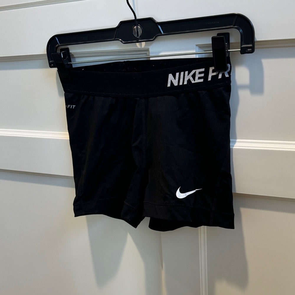 Nike Pros Black Dri-FIT Performance Compression Shorts with White Swoosh